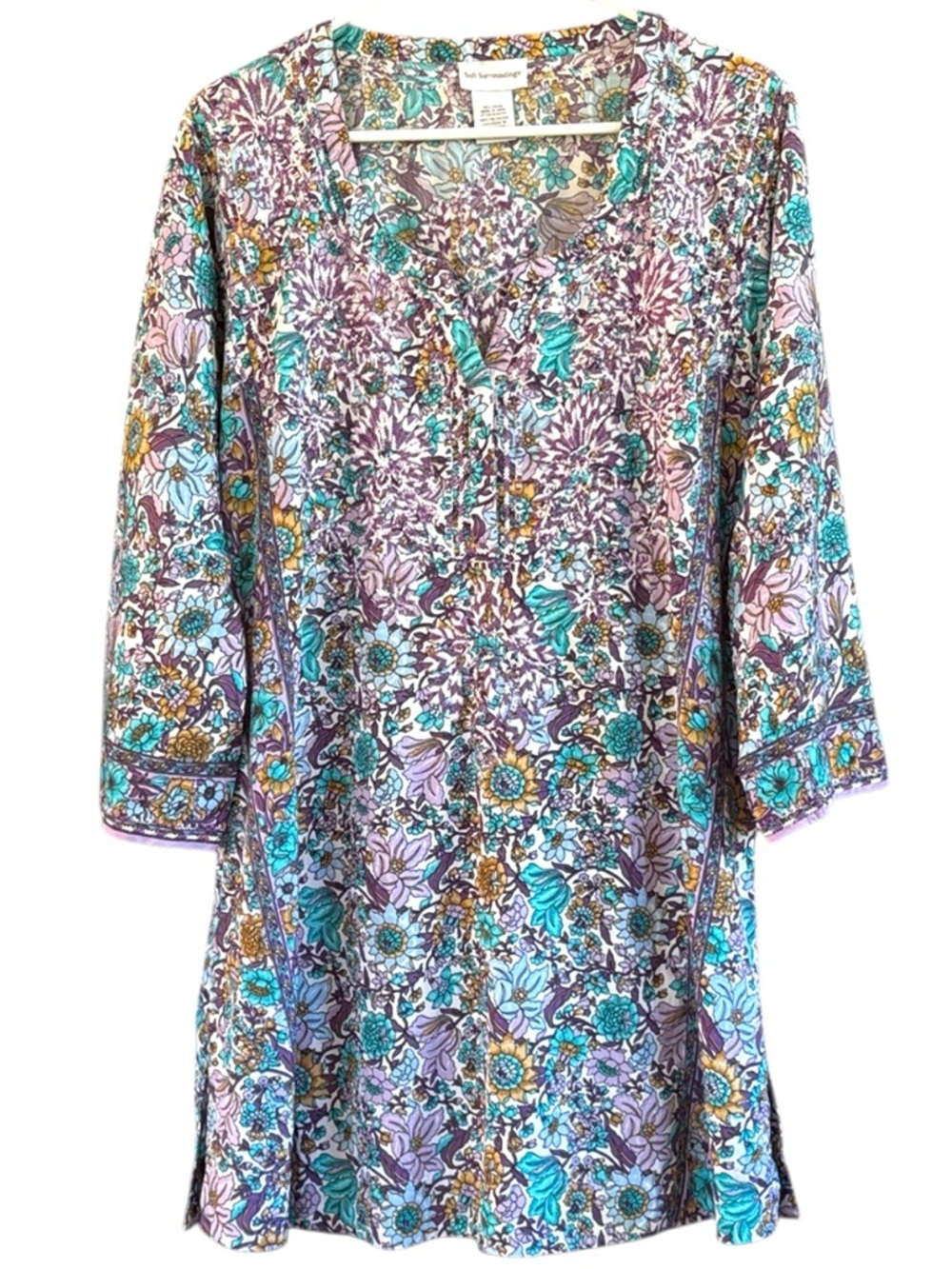 EUC Soft Surroundings Floral Embroidered Tunic Top Size Large
